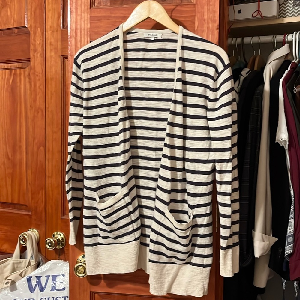 Madewell long striped cardigan XS
